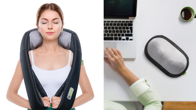 Masajeador Mynt shiatsu sin cables, $53 con el código BEST2240Almohada masajeadora Mynt shiatsu, $30 con el código BEST2340
